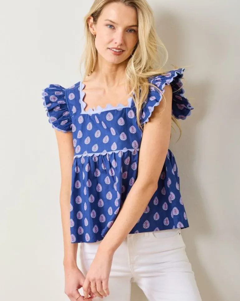 Blouses & Tops<Printfresh Glass Flower - Dunmore Blouse - Navy