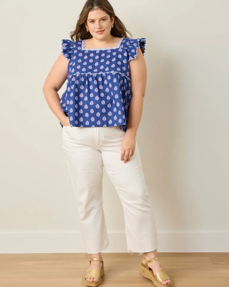 Blouses & Tops<Printfresh Glass Flower - Dunmore Blouse - Navy