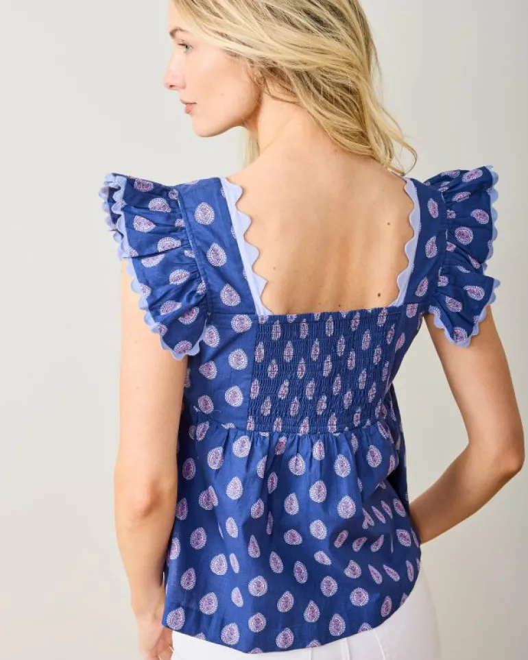 Blouses & Tops<Printfresh Glass Flower - Dunmore Blouse - Navy