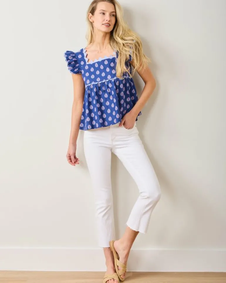 Blouses & Tops<Printfresh Glass Flower - Dunmore Blouse - Navy