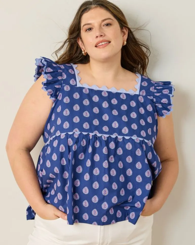 Blouses & Tops<Printfresh Glass Flower - Dunmore Blouse - Navy