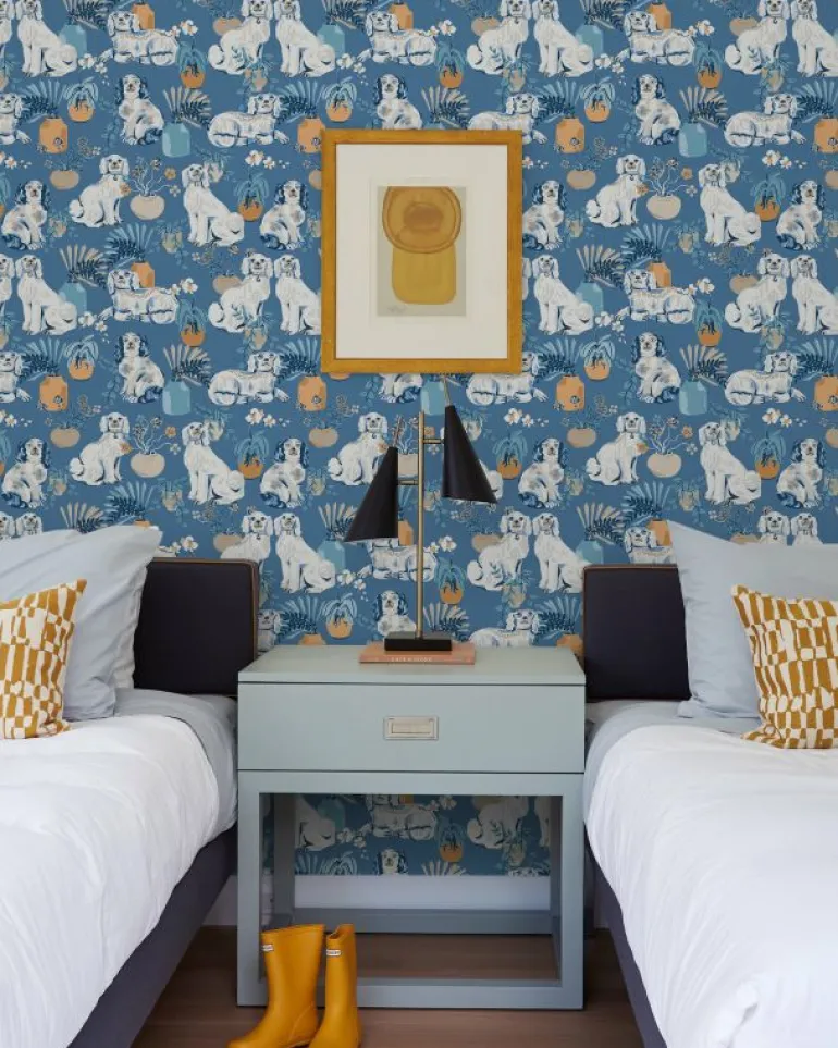 Wallpaper<Printfresh Good Dog - Peel u0026 Stick Wallpaper - Cerulean