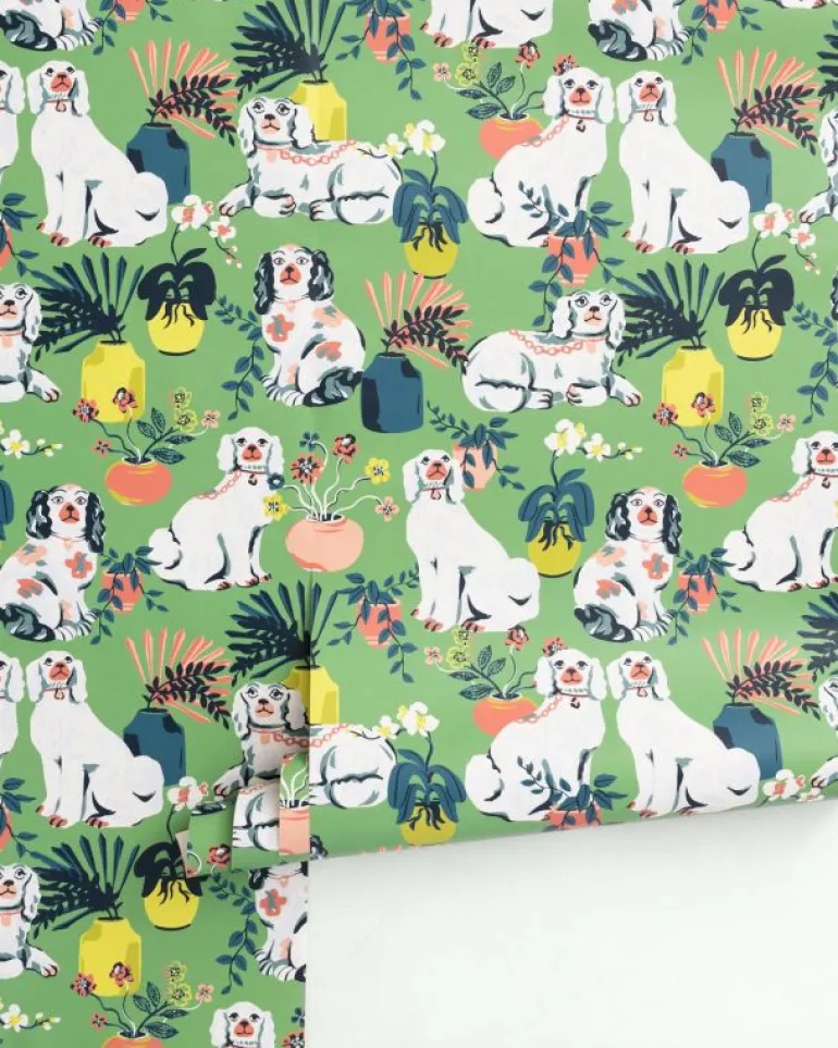 Wallpaper<Printfresh Good Dog - Peel u0026 Stick Wallpaper - Jade