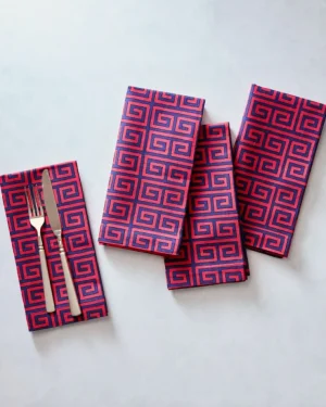 Tabletop<Printfresh Greek Key - Dinner Napkins Set Of 4 - Grape Soda GrapeSoda