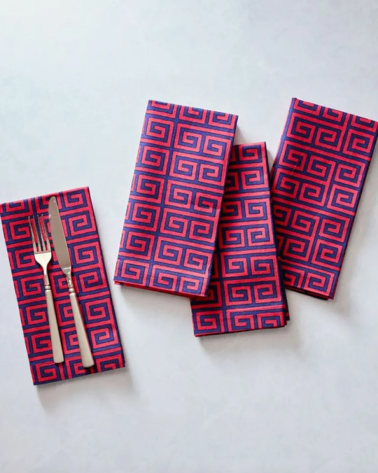 Tabletop<Printfresh Greek Key - Dinner Napkins Set Of 4 - Grape Soda GrapeSoda