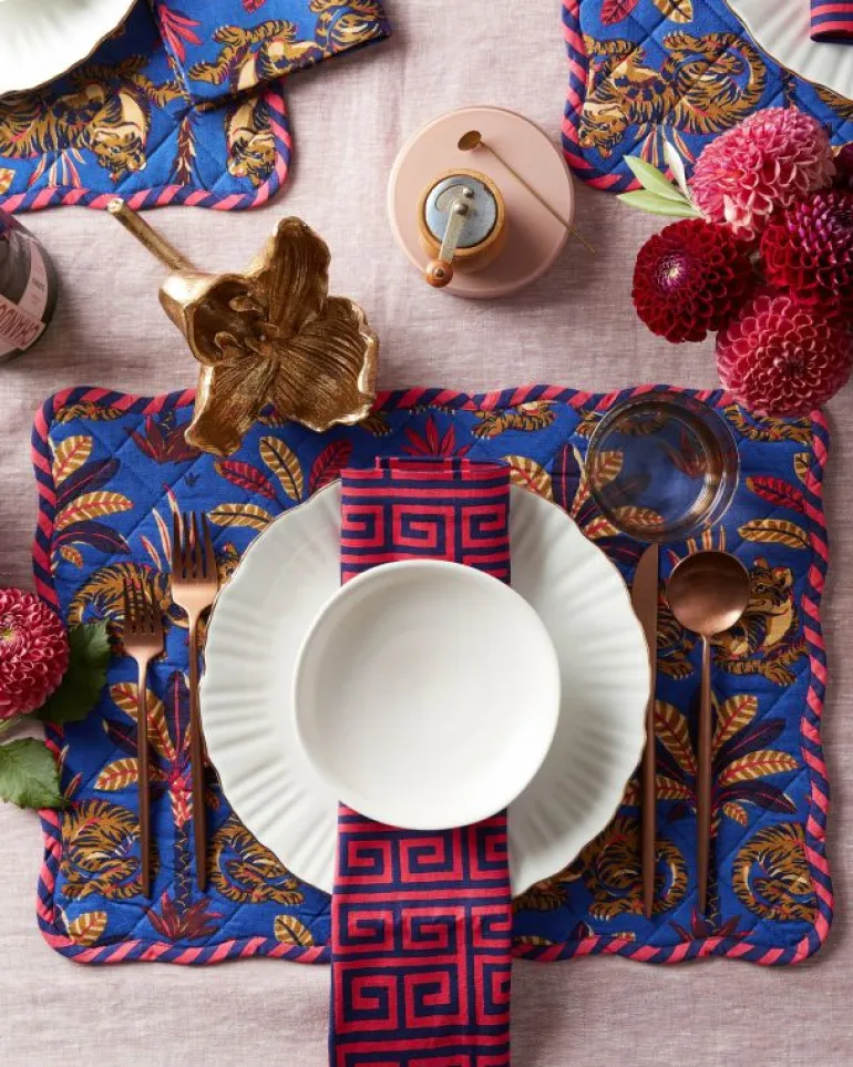 Tabletop<Printfresh Greek Key - Dinner Napkins Set Of 4 - Grape Soda GrapeSoda