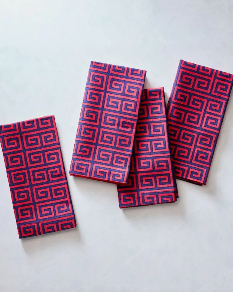 Tabletop<Printfresh Greek Key - Dinner Napkins Set Of 4 - Grape Soda GrapeSoda