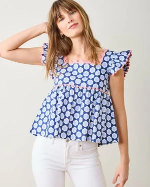 Blouses & Tops<Printfresh Hello Hexagon - Dunmore Blouse - Periwinkle Pop PeriwinklePop