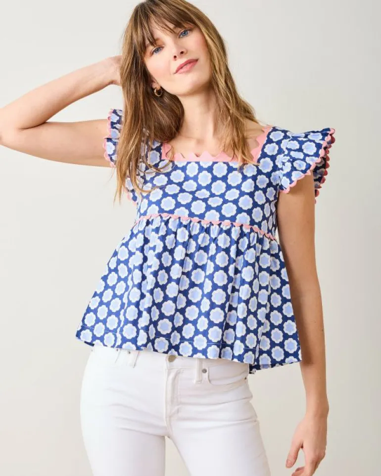 Blouses & Tops<Printfresh Hello Hexagon - Dunmore Blouse - Periwinkle Pop PeriwinklePop