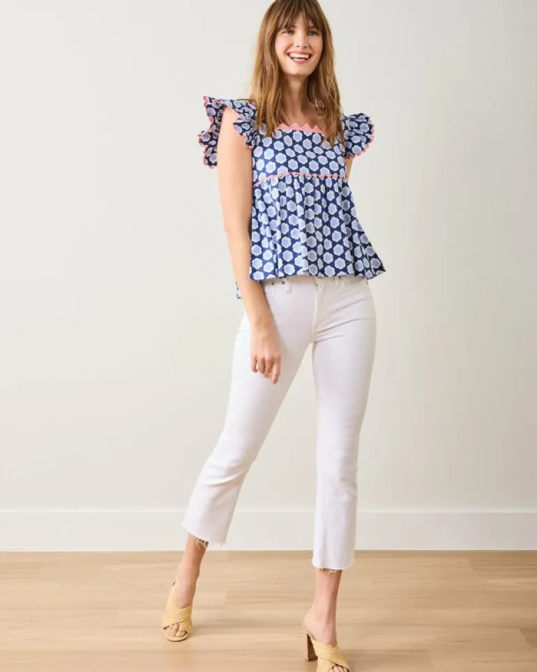 Blouses & Tops<Printfresh Hello Hexagon - Dunmore Blouse - Periwinkle Pop PeriwinklePop