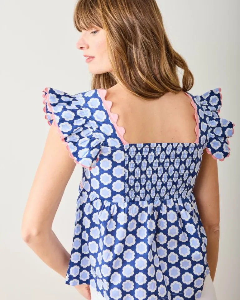 Blouses & Tops<Printfresh Hello Hexagon - Dunmore Blouse - Periwinkle Pop PeriwinklePop