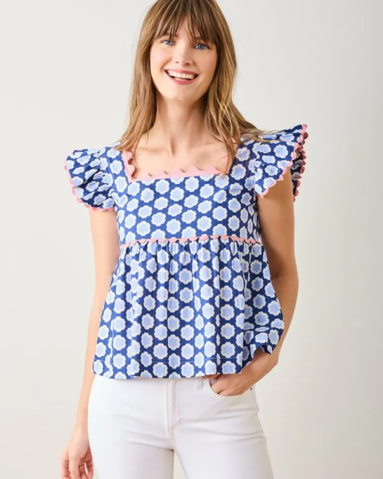 Blouses & Tops<Printfresh Hello Hexagon - Dunmore Blouse - Periwinkle Pop PeriwinklePop