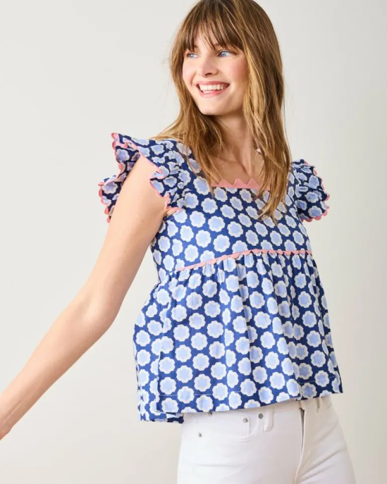 Blouses & Tops<Printfresh Hello Hexagon - Dunmore Blouse - Periwinkle Pop PeriwinklePop