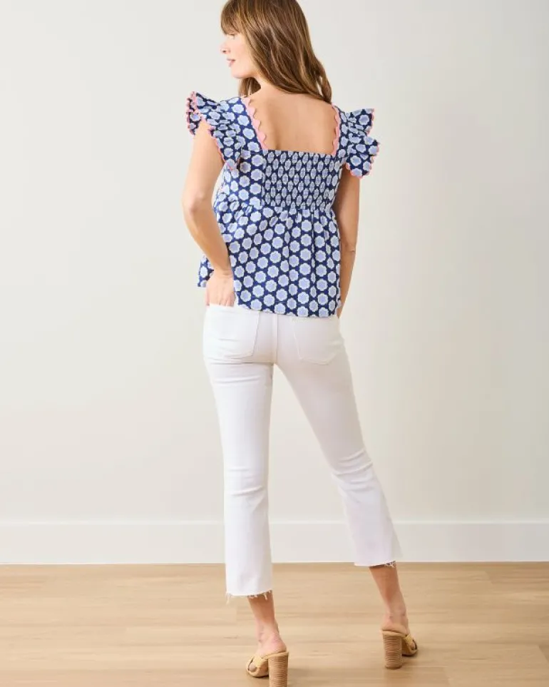 Blouses & Tops<Printfresh Hello Hexagon - Dunmore Blouse - Periwinkle Pop PeriwinklePop