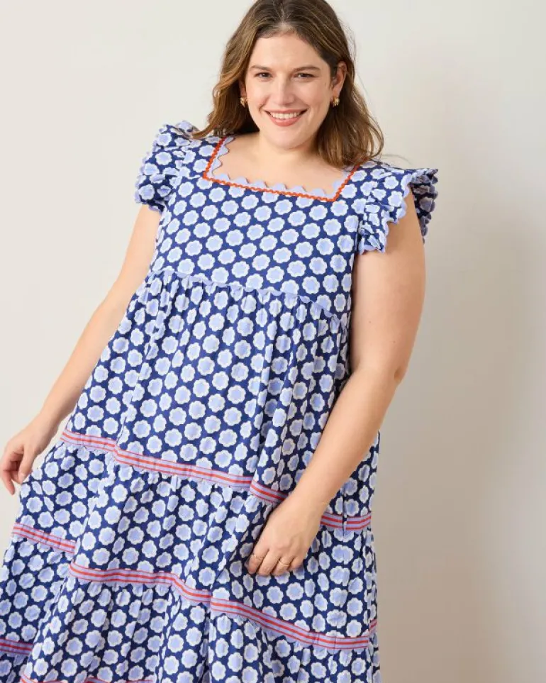Dresses<Printfresh Hello Hexagon - Dunmore Dress - Periwinkle Pop PeriwinklePop