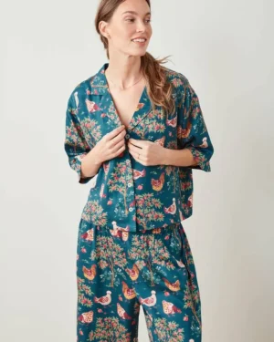 Petite | Luxe Satin<Printfresh Hen House - Petite Satin Wildest Dream Set - Navy