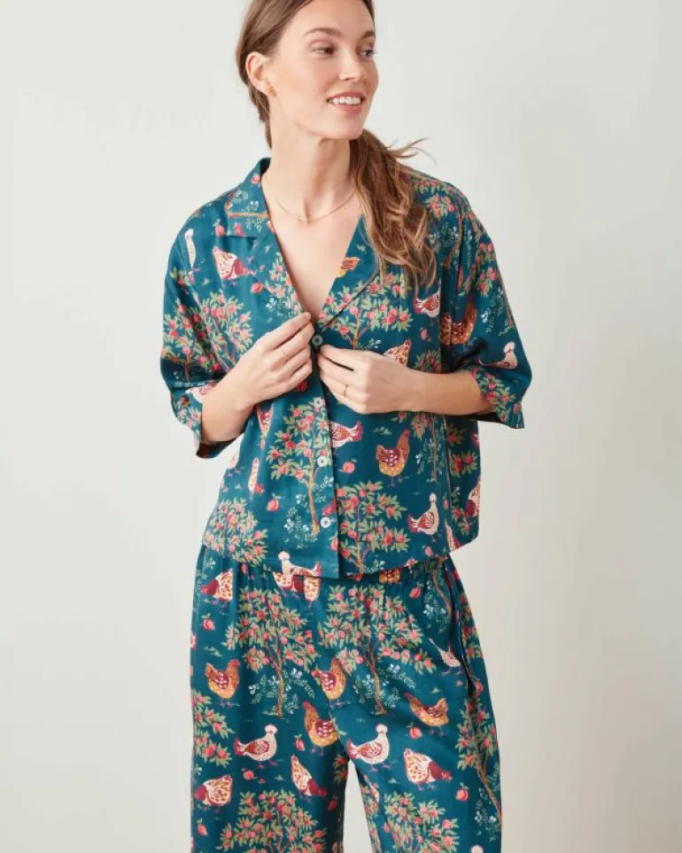 Petite | Luxe Satin<Printfresh Hen House - Petite Satin Wildest Dream Set - Navy