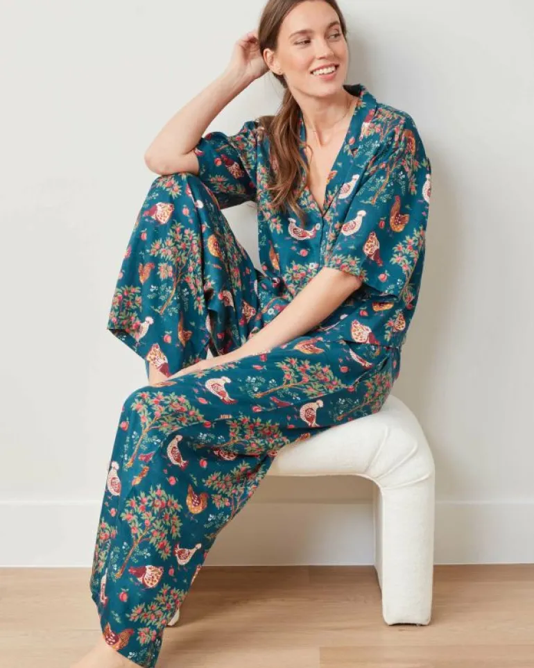 Petite | Luxe Satin<Printfresh Hen House - Petite Satin Wildest Dream Set - Navy