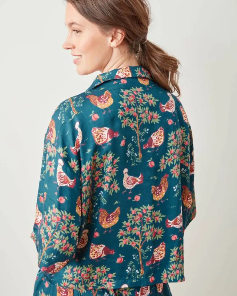 Petite | Luxe Satin<Printfresh Hen House - Petite Satin Wildest Dream Set - Navy