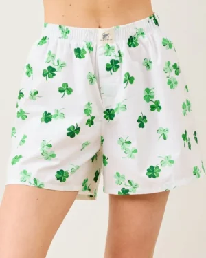 Pajama Bottoms<Printfresh Lucky Clover - Boyfriend Boxer - Cloud