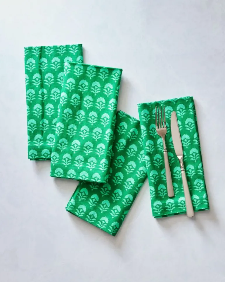 Tabletop<Printfresh Magic Marigold - Dinner Napkins Set Of 4 - Emerald