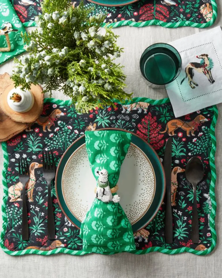 Tabletop<Printfresh Magic Marigold - Dinner Napkins Set Of 4 - Emerald