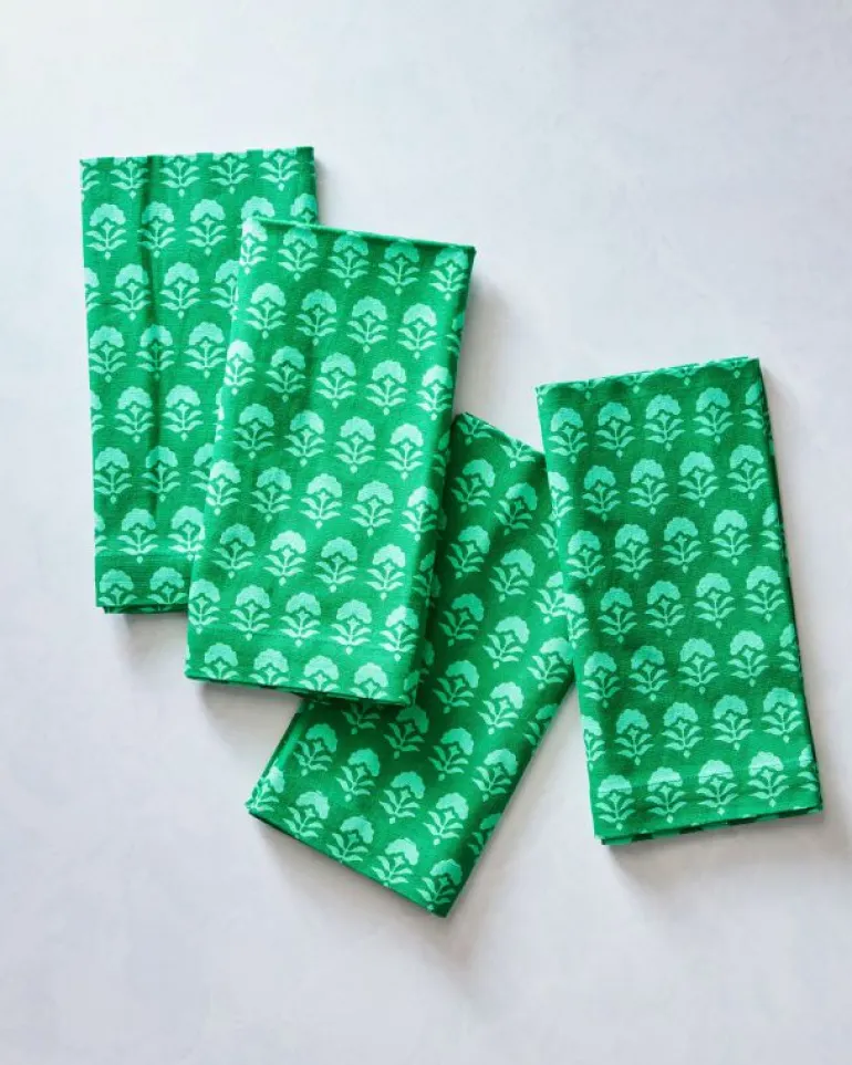 Tabletop<Printfresh Magic Marigold - Dinner Napkins Set Of 4 - Emerald