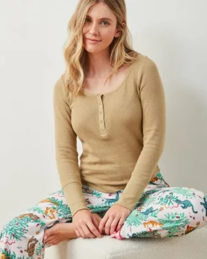 T-shirts & Tanks | T-shirts & Henleys<Printfresh - Cozy Henley - Thermal Moss