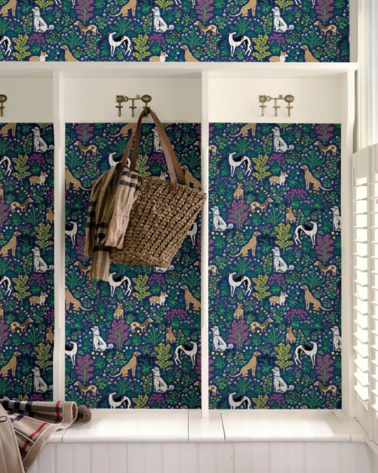 Wallpaper<Printfresh Must Love Dogs - Peel u0026 Stick Wallpaper - Indigo