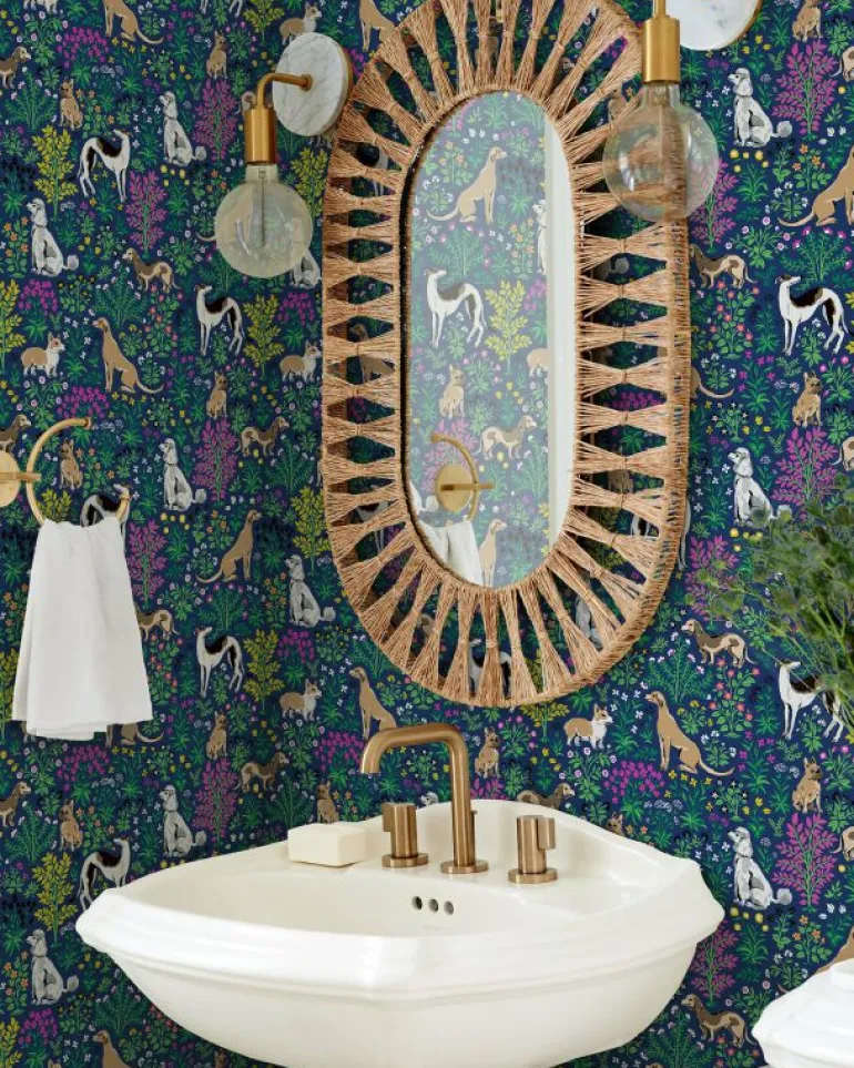 Wallpaper<Printfresh Must Love Dogs - Peel u0026 Stick Wallpaper - Indigo