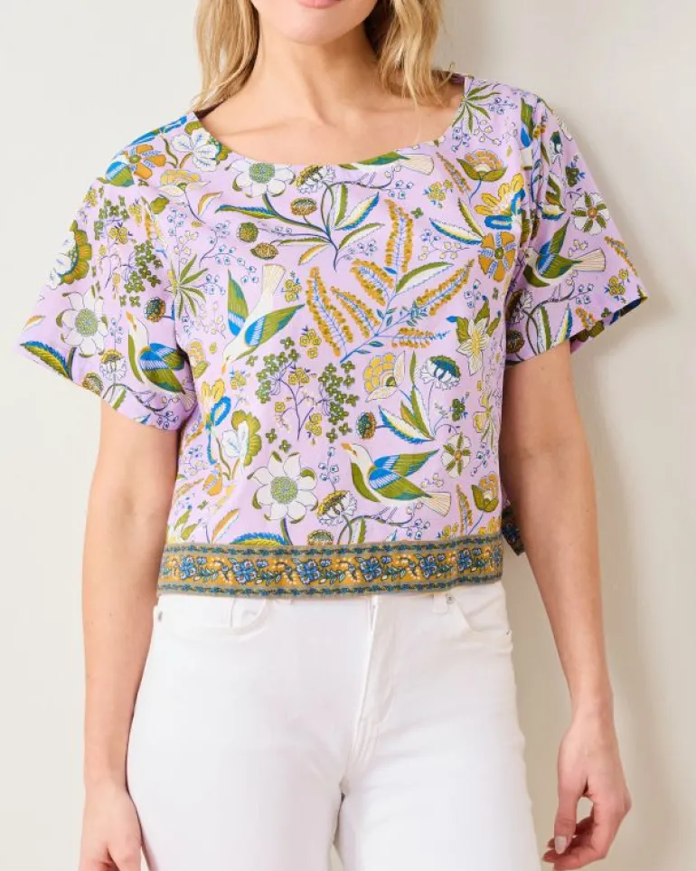 Blouses & Tops<Printfresh Painter's Garden - Carry On Cropped Top - Lavender