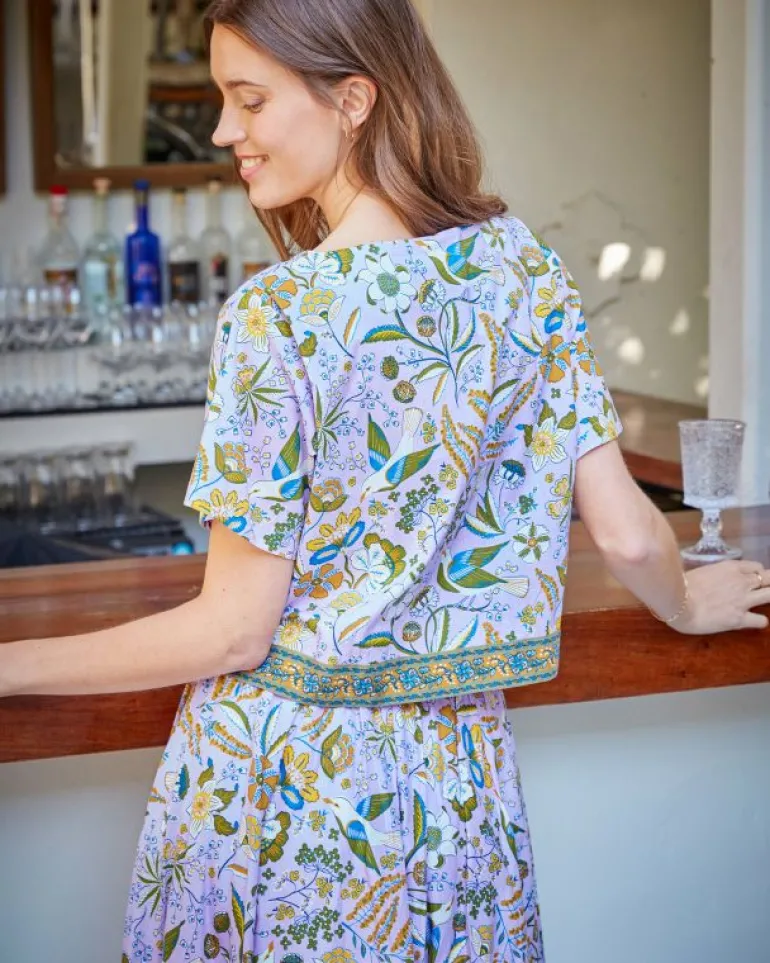 Blouses & Tops<Printfresh Painter's Garden - Carry On Cropped Top - Lavender
