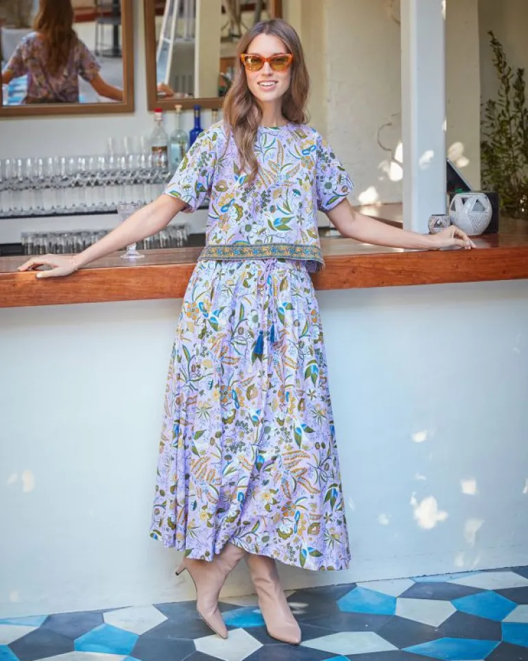 Blouses & Tops<Printfresh Painter's Garden - Carry On Cropped Top - Lavender