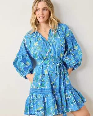 Dresses<Printfresh Painter's Garden - Claudia Dress - Cobalt Blue CobaltBlue