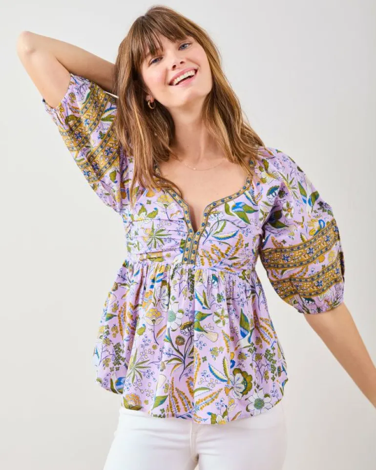 Blouses & Tops<Printfresh Painter's Garden - Jasmine Blouse - Lavender