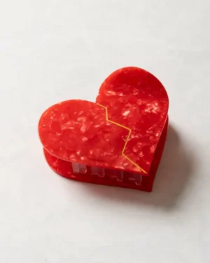Friends Of Pf<Printfresh Red - Hand Painted Broken Heart Claw Hair Clip - Solar Eclipse