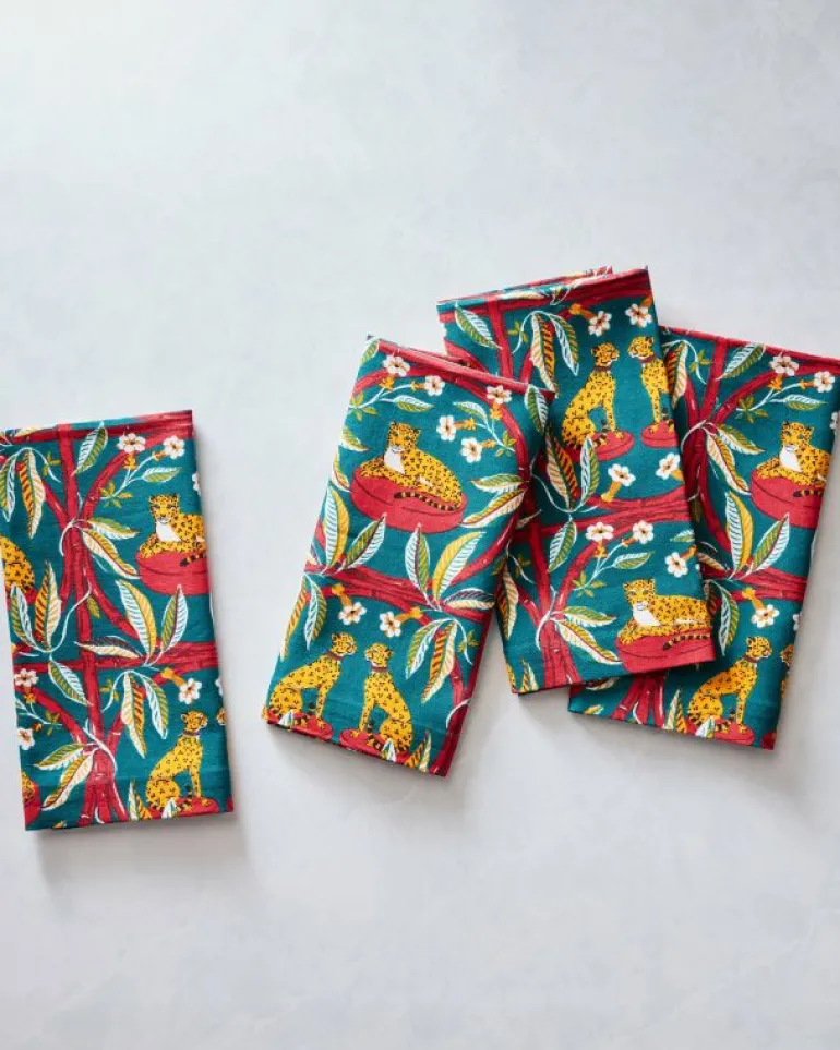 Tabletop | Royal Cheetah<Printfresh Royal Cheetah - Dinner Napkins Set Of 4 - Ruby u0026 Jade Ruby&Jade