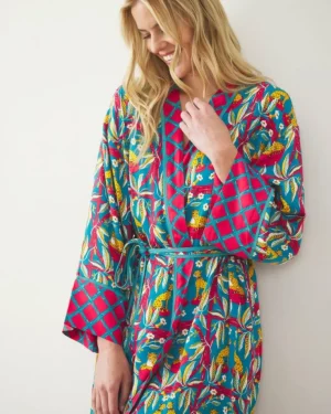 Royal Cheetah | Luxe Satin<Printfresh Royal Cheetah - Satin Robe - Ruby u0026 Jade Ruby&Jade