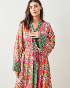 Royal Cheetah | Luxe Satin<Printfresh Royal Cheetah - Satin Robe - Pink Palace PinkPalace