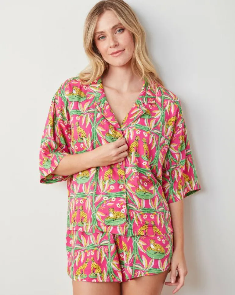 Royal Cheetah | Luxe Satin<Printfresh Royal Cheetah - Satin Sweet Dreams Short PJ Set - Pink Palace PinkPalace