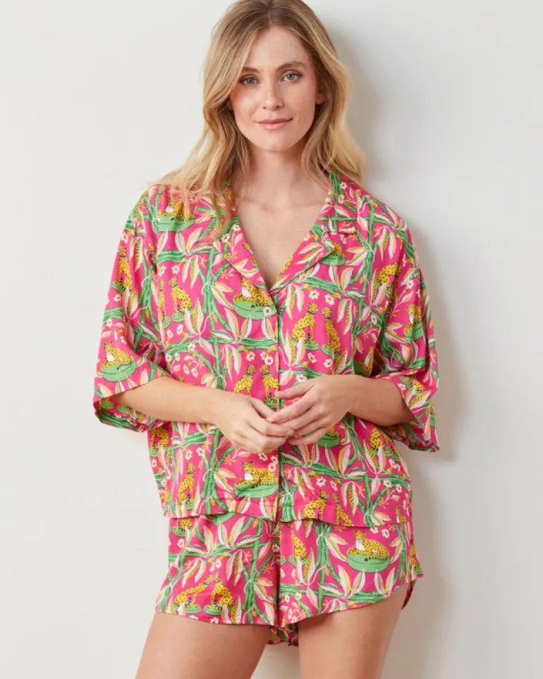 Royal Cheetah | Luxe Satin<Printfresh Royal Cheetah - Satin Sweet Dreams Short PJ Set - Pink Palace PinkPalace