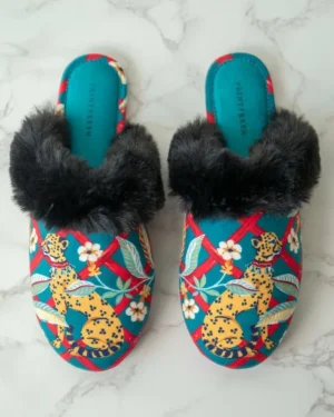 Royal Cheetah<Printfresh Royal Cheetah - Velvet Faux-Fur Slippers - Ruby Jade Ruby&Jade