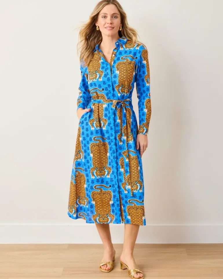 Dresses<Printfresh Siberian Stripes - Monaco Dress - Cobalt Blue CobaltBlue