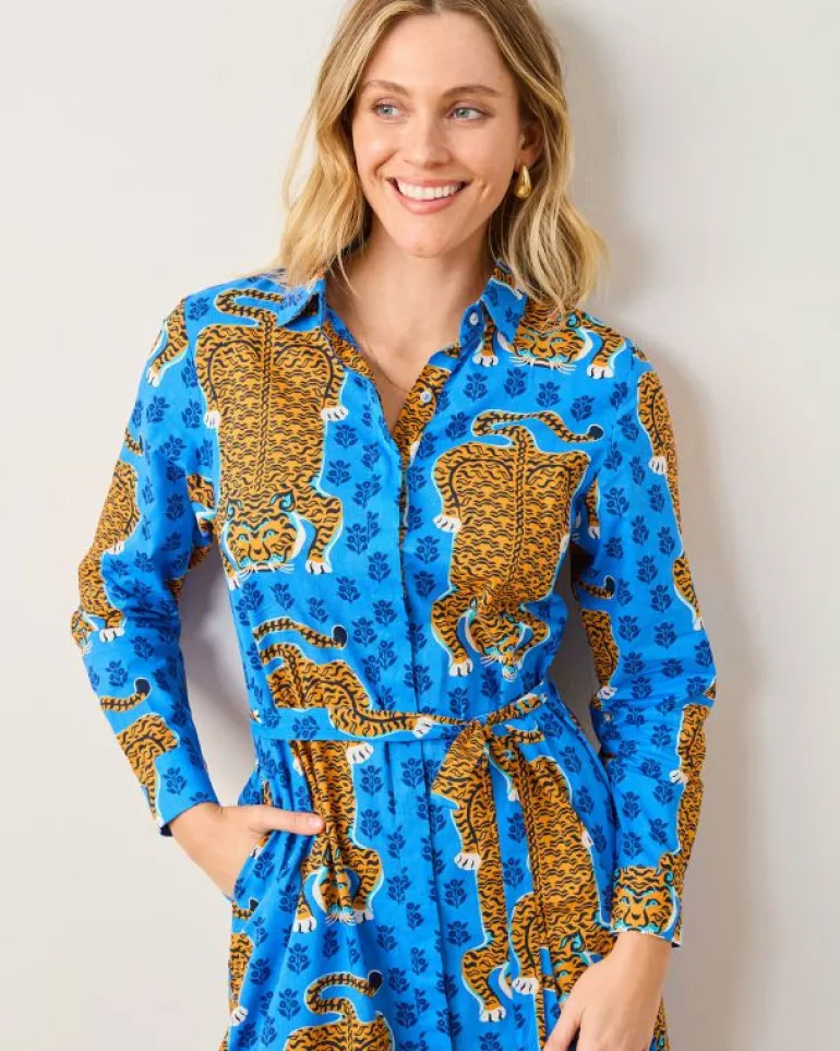 Dresses<Printfresh Siberian Stripes - Monaco Dress - Cobalt Blue CobaltBlue