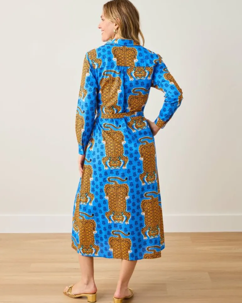 Dresses<Printfresh Siberian Stripes - Monaco Dress - Cobalt Blue CobaltBlue