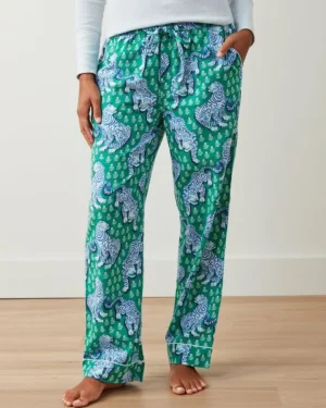 Pajama Bottoms | Petite<Printfresh Tiger Queen - Lightweight Flannel PJ Pants - Jade