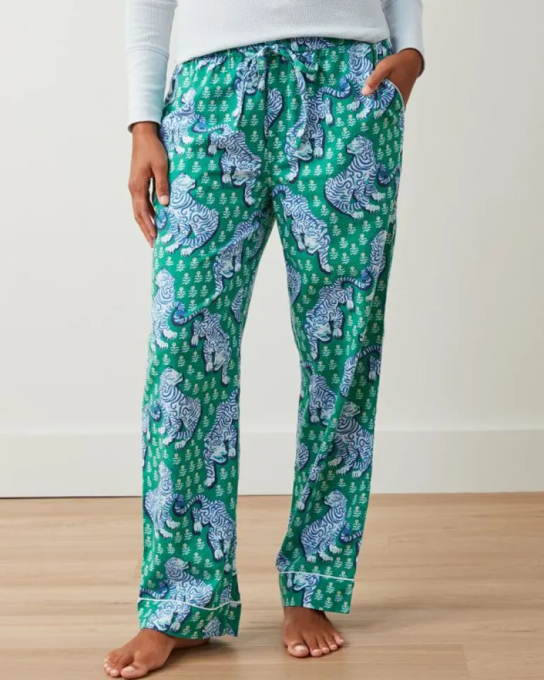 Pajama Bottoms | Petite<Printfresh Tiger Queen - Lightweight Flannel PJ Pants - Jade