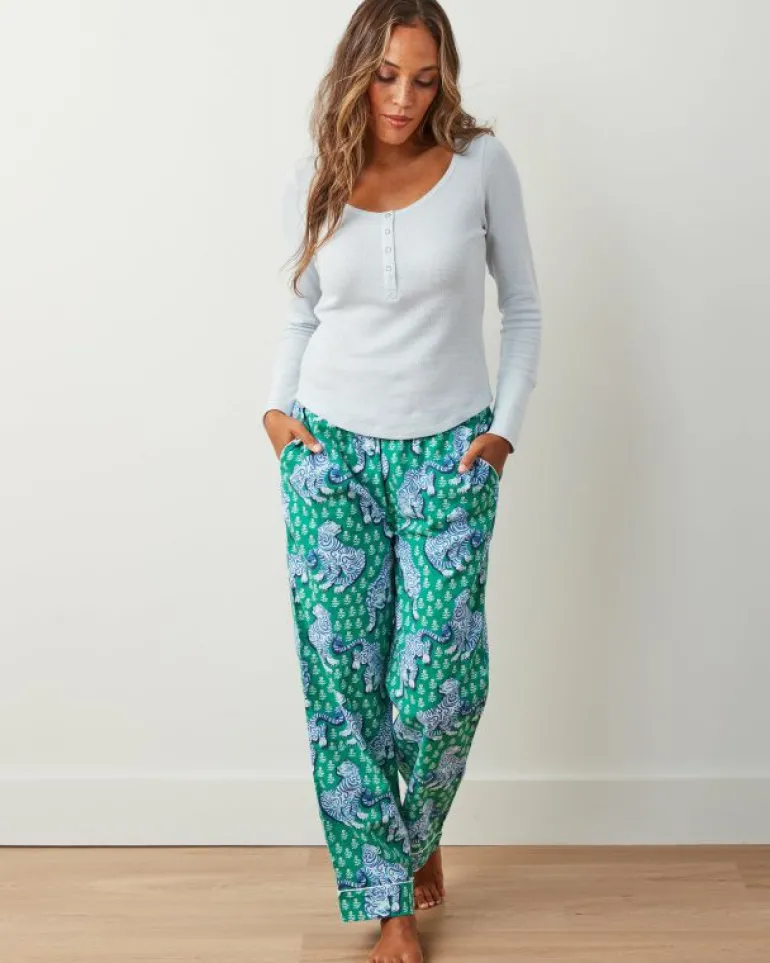 Pajama Bottoms | Petite<Printfresh Tiger Queen - Lightweight Flannel PJ Pants - Jade