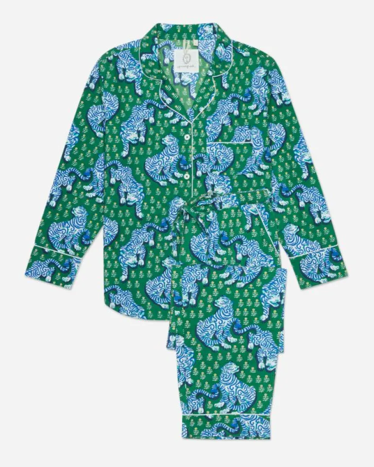 Pajama Sets<Printfresh Tiger Queen - Long PJ Set - Jade