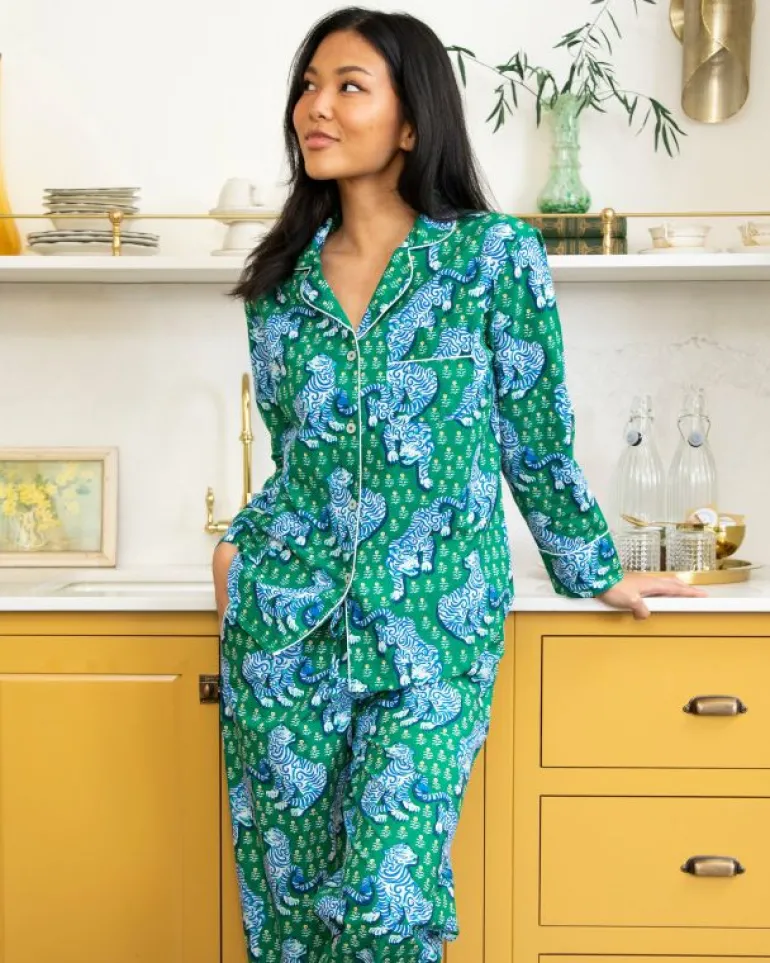 Pajama Sets<Printfresh Tiger Queen - Long PJ Set - Jade
